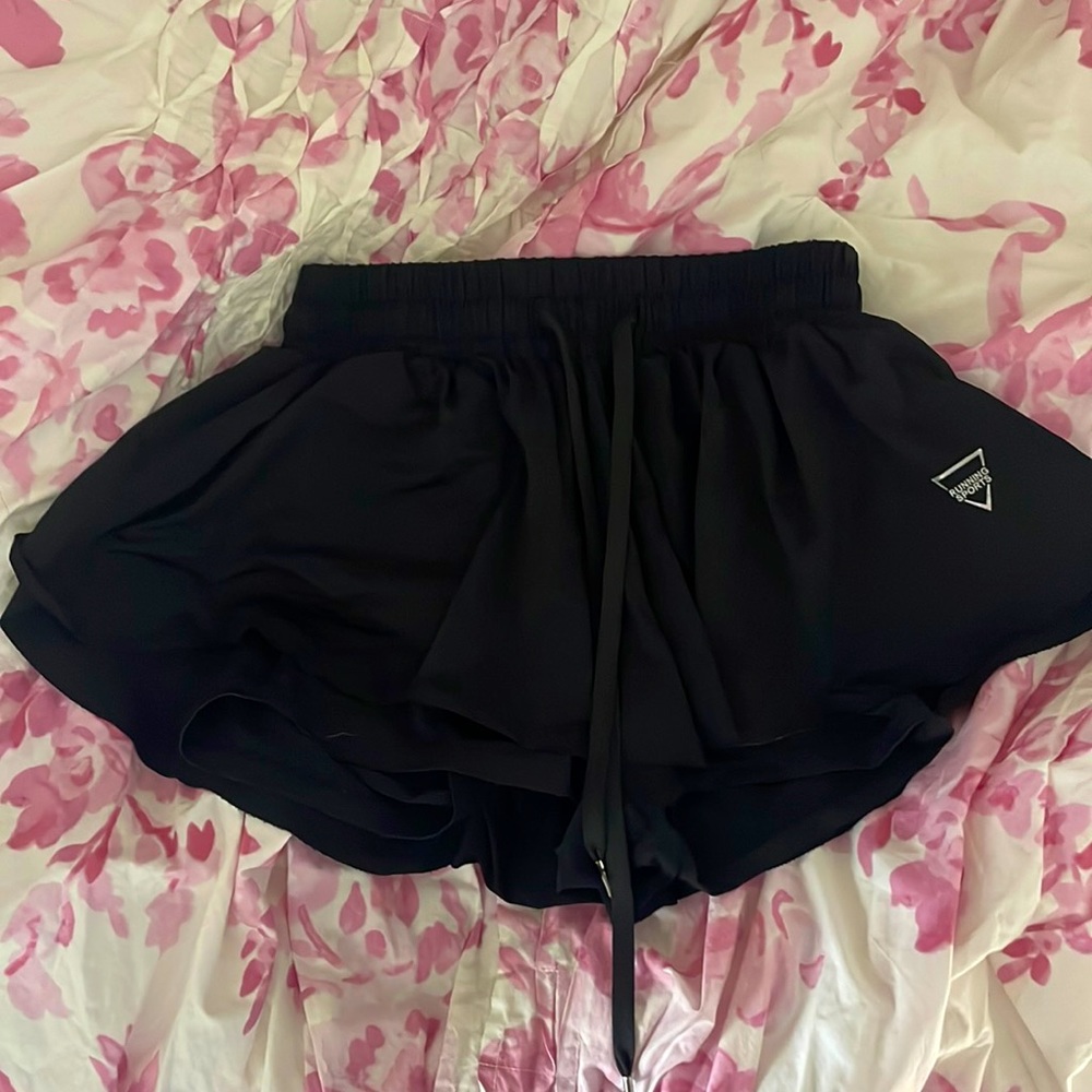 Black Flowy Amazon Shorts